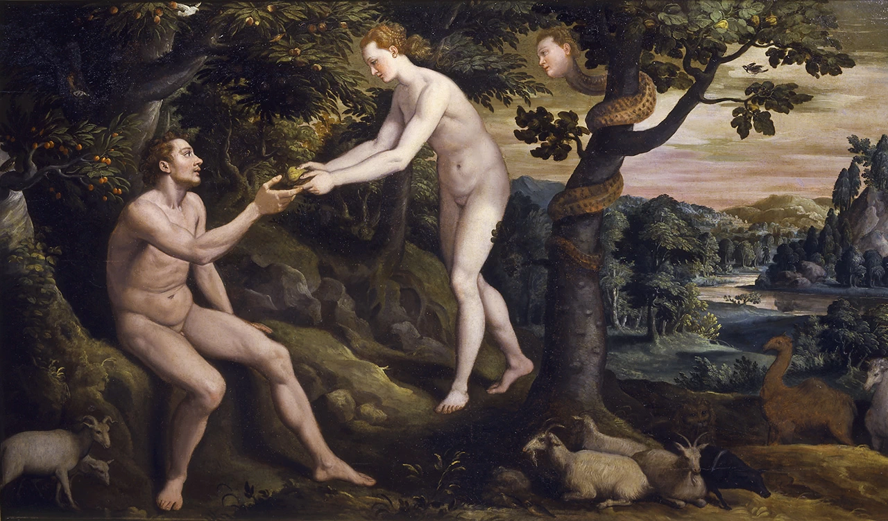 Eva offre il frutto proibito a Adamo nel giardino di Eden - Museo di Casa Martelli, Firenze